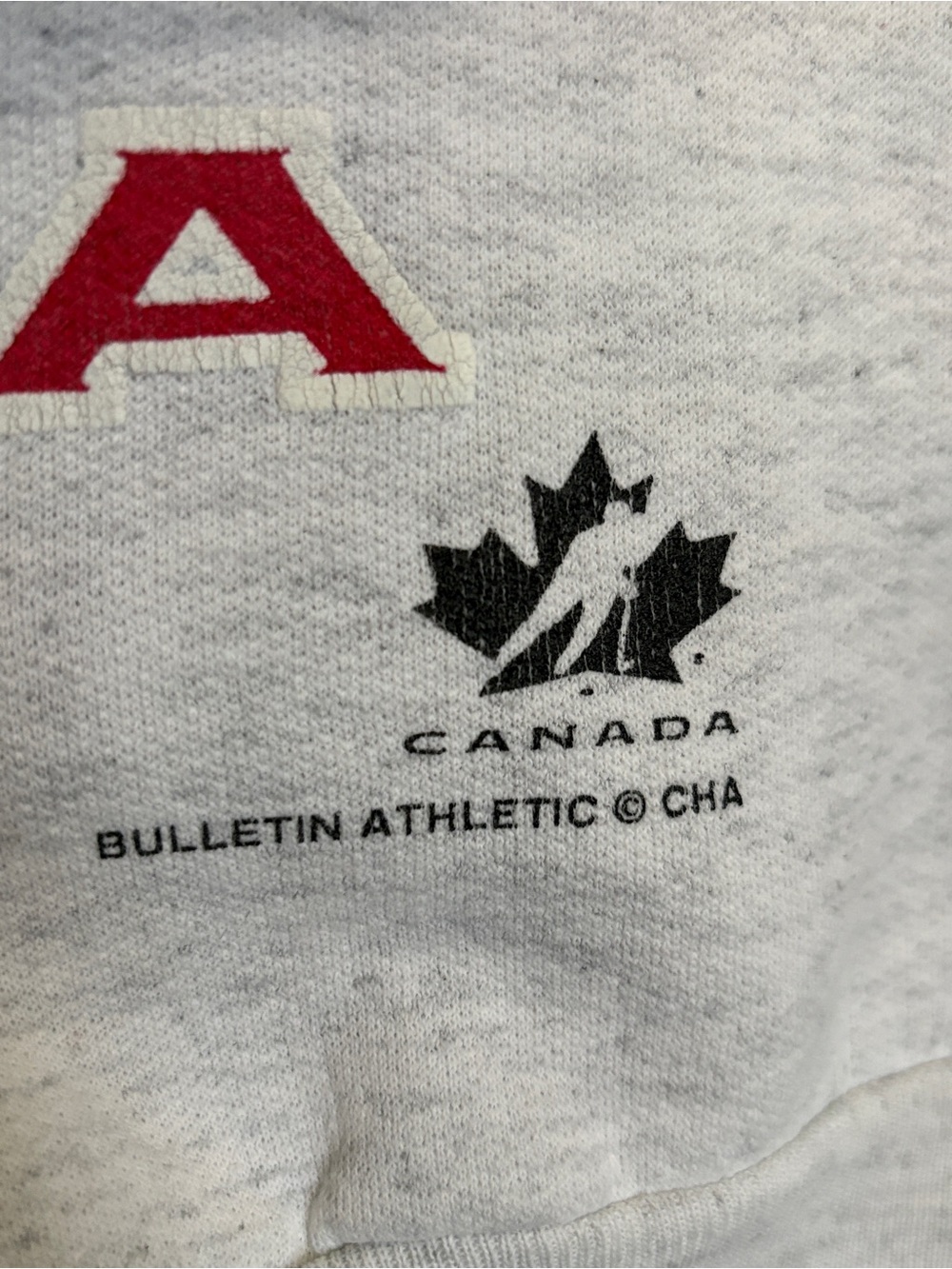 Vintage 90s Bulletin Athletic Team Canada Hockey Crewneck Sweatshirt Large Grey - Picture 3 of 13